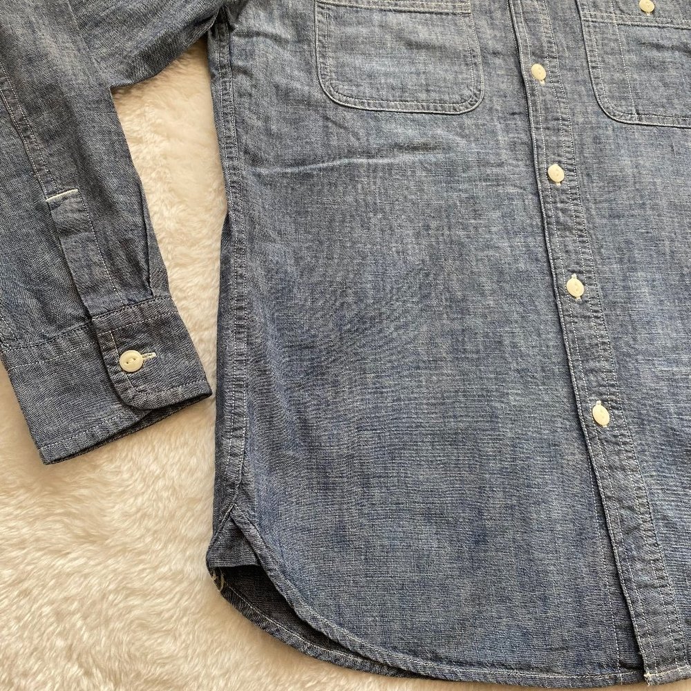 Uniqlo NWOT Men's Denim Utility Long-Sleeve Shirt, Blue Denim Classic, S/M - Picture 4 of 10